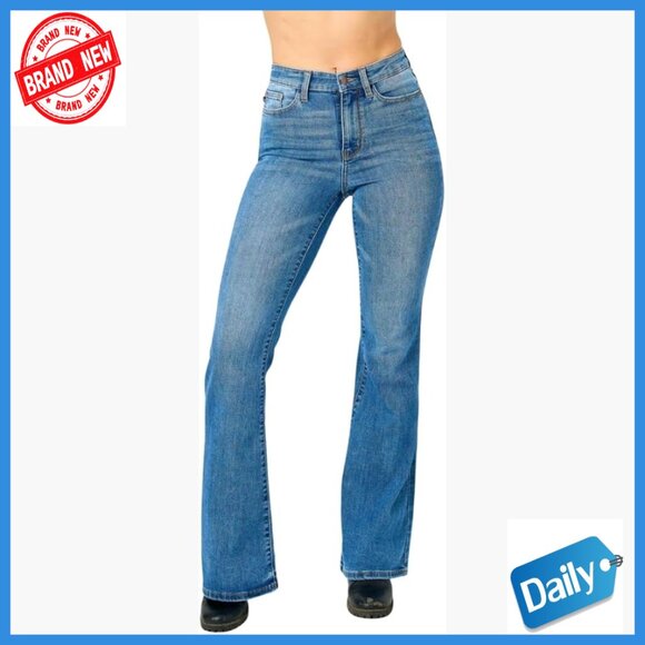 High Waisted Flare Jeans Wide Leg Denim Stretch Comfort Fit